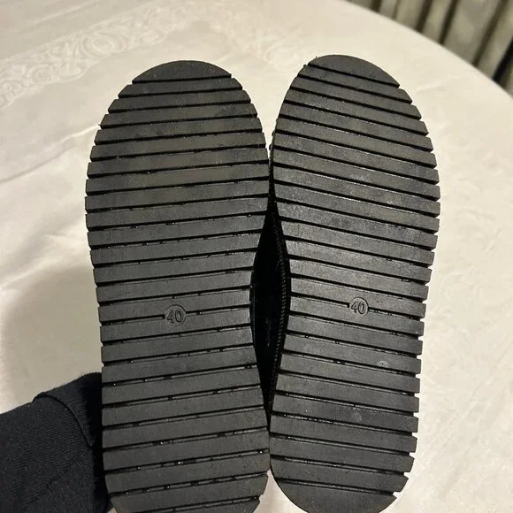 Black Iridescent Sequin Slip-On Platform Sneakers. - Picture 5 of 6